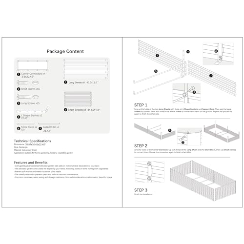 8x3x2FT Black Metal Raised Garden Bed Kit (Black / 8x3x2 ft)