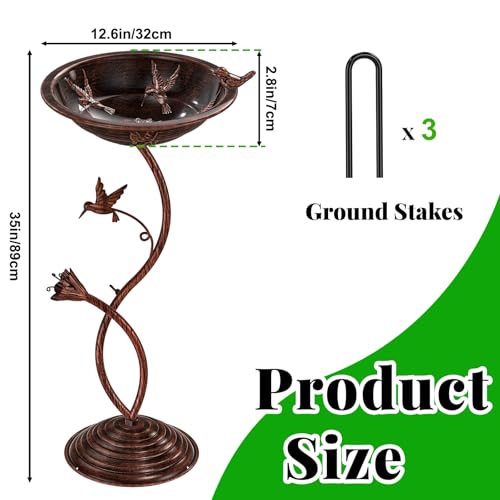 Bird Bath Garden for Outside (Vintage Copper - Hummingbird)
