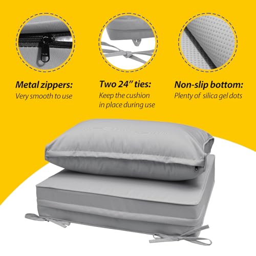 Outdoor Chair Cushions (Gray / 23.5"x25.5"x5" / 23.5"x13.5")