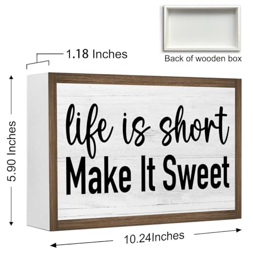 Life is Short Make it Sweet Wooden Box Sign Desk Decor (Life is Short Make it Sweet)