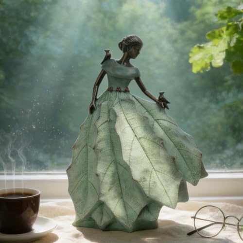 Fairy Garden Statue Maiden Home Decor 14.5 Inch Table Decoration (Green-14.5 Inch)