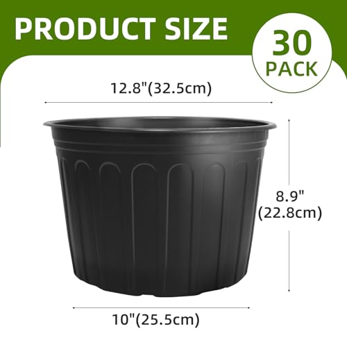 30 Pack 5 Gallon Plastic Nursery Pots (5 gallon)