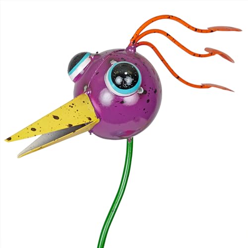 LAZ328HH Quirky Metal Rainbow Bird Decor (21" Multicolor Bird)