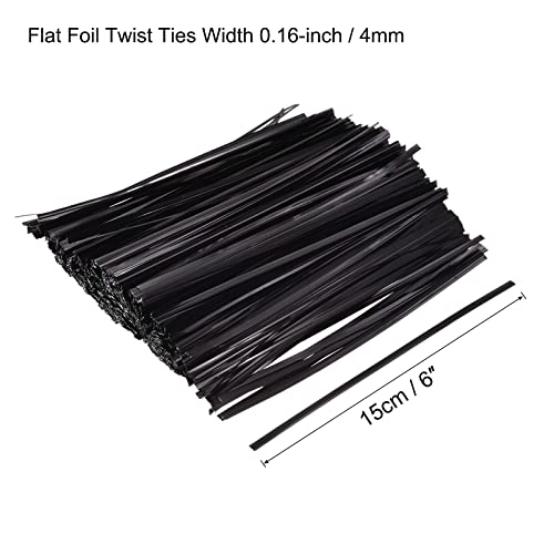 Foil Twist Ties 6" 15cm Metallic Plastic Closure Tie for Tying Bread (6-inch / Black)