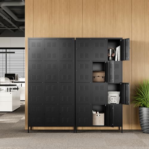 Metal Lockers for Employees (12 Door / Black)