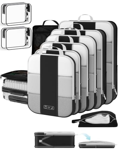 11 Set Compression Packing Cubes for Travel Essentials (Black)