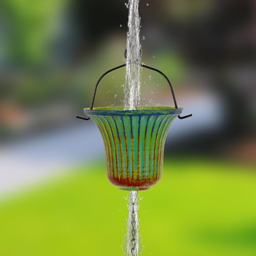 10ft Rain Chains for Outside Gutters (Green & Yellow)