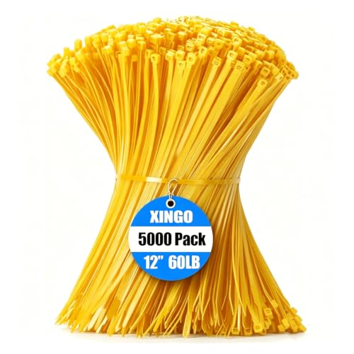 5000 PCS Yellow Zip Ties 12 Inch (12 Inch(60 lbs, 5000 pcs) / Yellow)