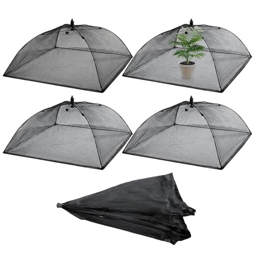 4 Pack Mesh Plant Cover Dome Tent Protector (17 x 17 Inch / Black)
