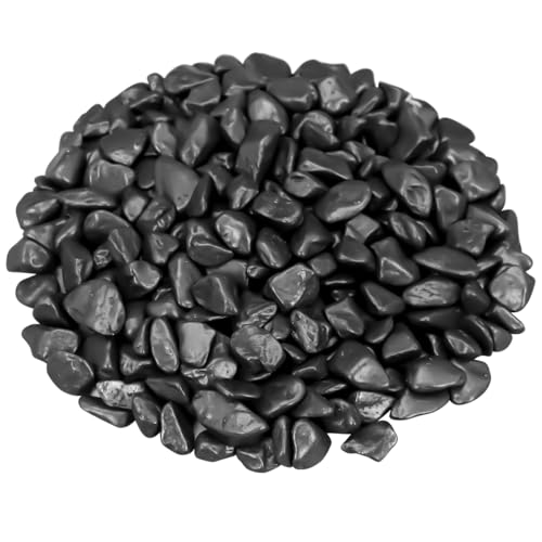 Decorative River Rocks & Landscaping Pebbles for Potted Plants (1 Pound / Black)