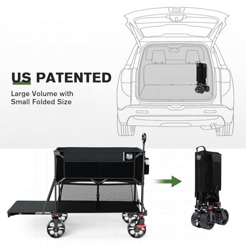 400L Folding Double Decker Wagon with Brakes (Black / Double Decker)