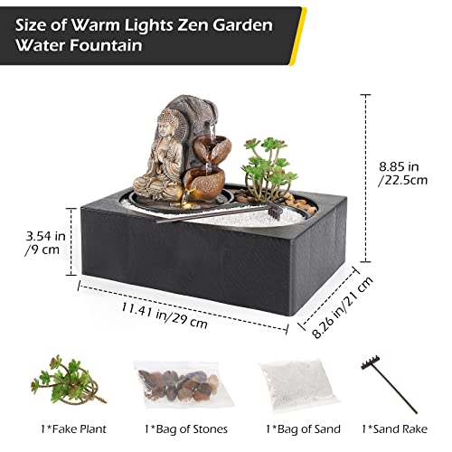 Indoor Water Fountains Tabletop Water Fountain with Warm Light (Style 9)