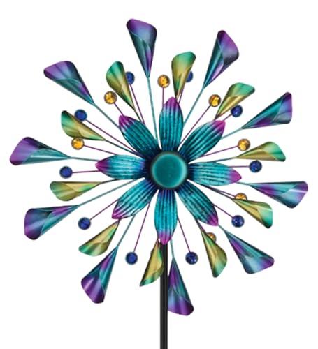 Wind Spinner Outdoor Metal Kinetic Yard Art with Stake (Cones / Medium (70-79 Inch))
