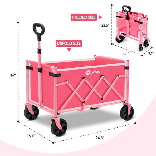 Lightweight Collapsible Wagon (Pink / 220 lbs)