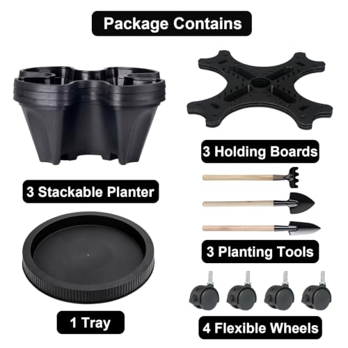 Vertical Planter Tower (Black / 3 Tier)