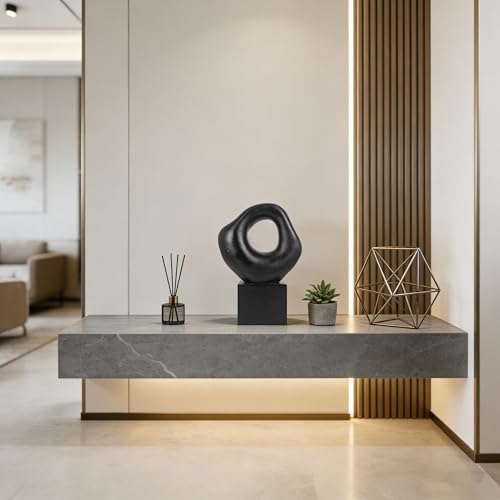 Minimalist Tabletop Decor for Living Room Shelf Bookshelf Office (Asymmetrical Howllow - Black)