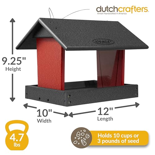 Poly Hanging Hopper Bird Feeder (Black & Red / Hanging)