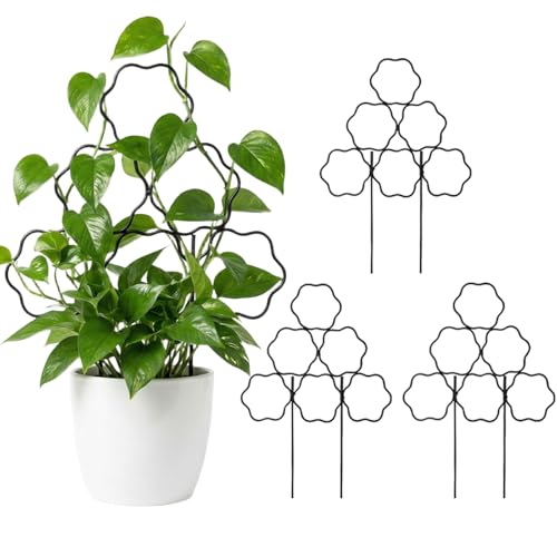 15 Inch Trellis for Climbing Plants Outdoor 3 Pack (Black - Flower / 3 pack)