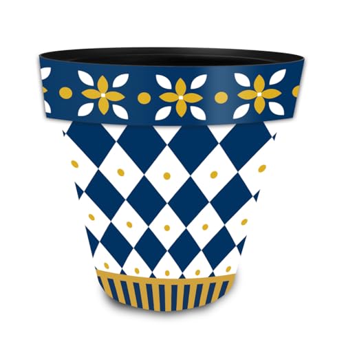 Everyday Planter 11.75 x 11 x 11 Blue and Gold Medium (Bg Checker / Medium)