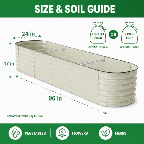 8x2 Galvanized Raised Garden Bed (Beige / 8 × 2 × 1.4 FT ( 9 in 1 ))