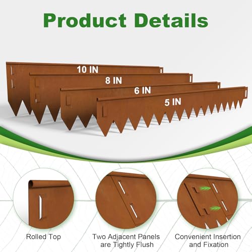 10 Inch Cor Ten Steel Landscape Edging (Rusty / 10 Inch x 20Ft.)