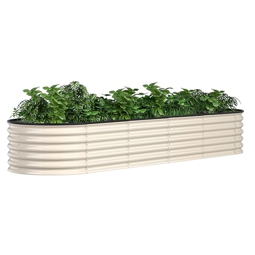 8x2x1.4ft Galvanized Raised Garden Bed (Ivory White / 8x2x1.4FT)
