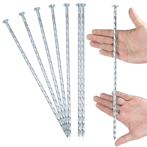 14 Inch Heavy Duty Spiral Galvanized Solid Metal Garden Stakes