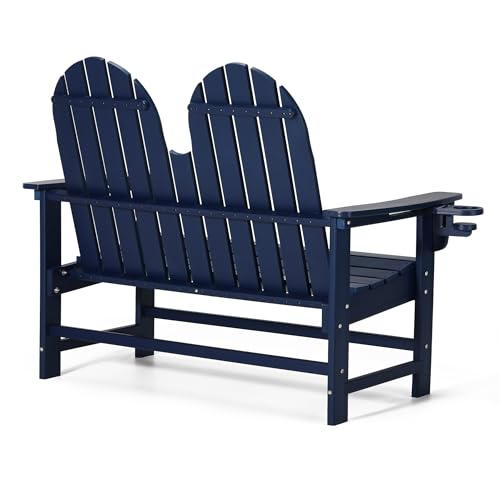 Outdoor Patio HDPE Adirondack Garden Skinny Bench (Navy Blue / 51.5IN)