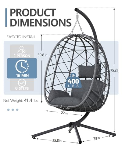 Hanging Egg Chair with Stand Outdoor