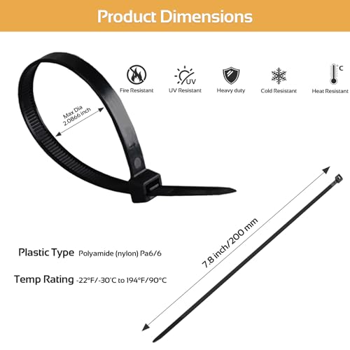5000pcs 8Inch Black Cable Tie (8inch Black)