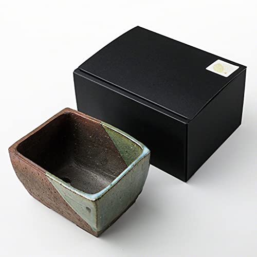 Tokoname Series Small Handmade Rectangular Glazed Bonsai Pot with Drainage Holes 5.3 in