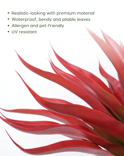 Outdoor Fake Agave Artificial Plant (Red-22 Inch-2 Pack)