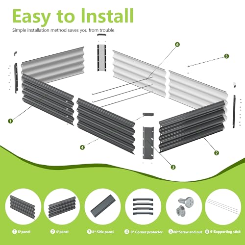 2PCS 6x3x1FT Galvanized Raised Garden Bed (2 Count)