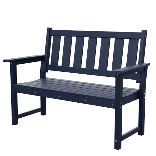 50" Poly Lumber HDPE Outdoor Bench 2 (Navy Blue / 2-Person)