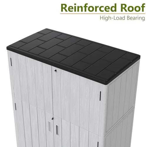 57 Cu.ft Outdoor Storage Cabinet with One Tool Kit (Gray-57 cu ft)