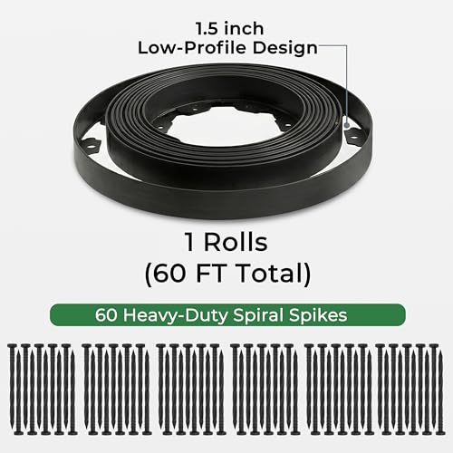 1.5" x60' Landscape Edging Kit with 60 Spikes (61 Count)