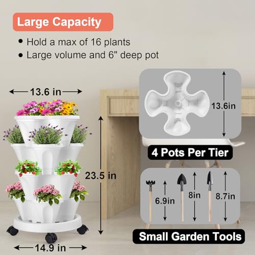 Vertical Planter Tower (White / 4 Tier)