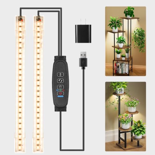 2 Heads 3000K Full Spectrum Plant Strips for Succulent Seedling Growing Automatic Cycle Timer (Black Cabel 3000K / 2 Head 1 Pack)