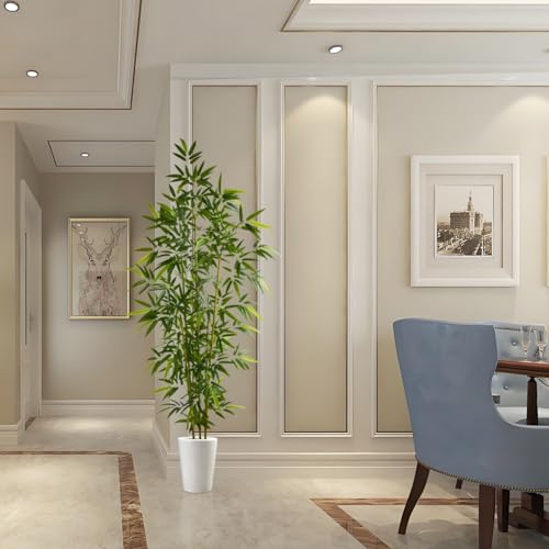 Artificial Bamboo Tree 7ft Green Fake Plant with White Planter (Bamboo / 7ft)