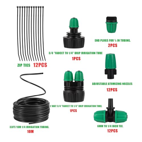 1 4" Lock Barbed Misting Cooling Drip Irrigation System