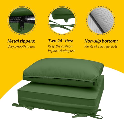 Outdoor Chair Cushions (Dark Moss Green / 23"x23"x5" / 23"x13.5")