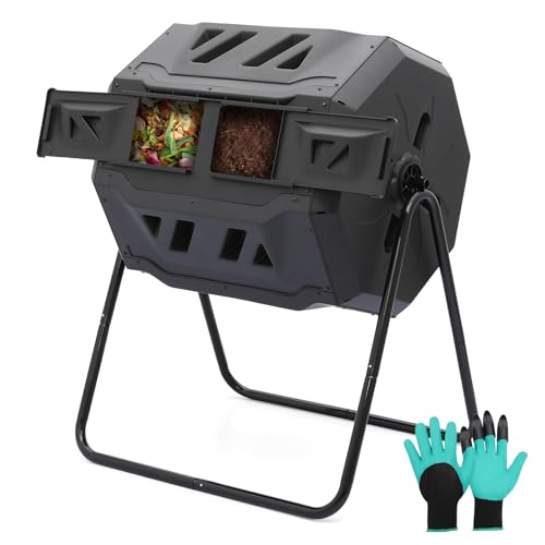 43 Gallons Dual Compost Tumbler with 2 Sliding Doors (43 gallons)