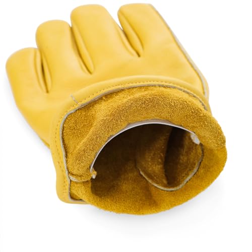 Water Repellent Cowhide Leather Work Gloves for Men 1 Pair Gold XXL (Golden - Water Repellent / XX-Large)