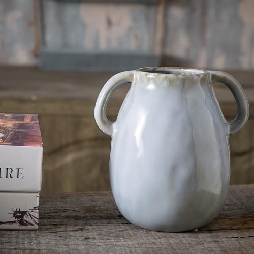 Gray Ceramic Vase with Handles (Gray)