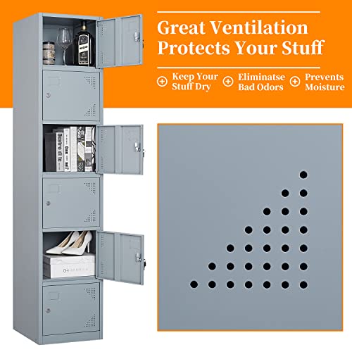 Metal Locker with 6 Doors (Grey(no Legs) / 6 Doors-71")