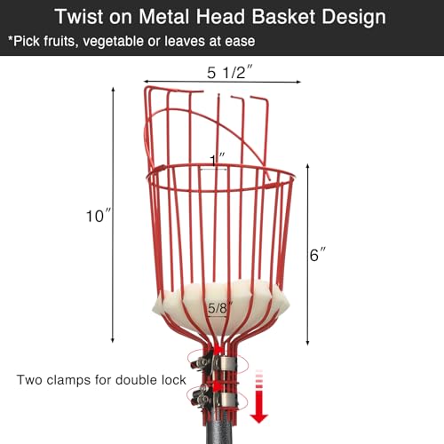 Fruit Picker Pole Tool with Basket Telescoping (35-170")