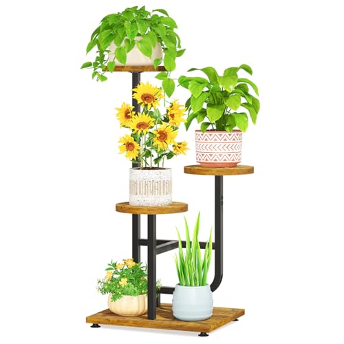 Plant Stand Shelf Tall for Indoor Corner (Natural Brown / 3 Tier)
