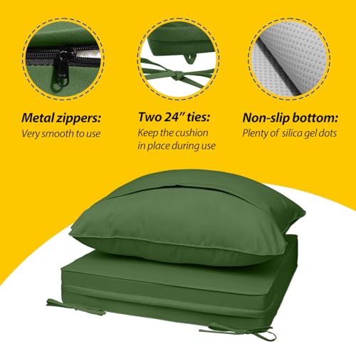 Outdoor Chair Cushions (Dark Moss Green / 21"x19"x3" / 21"x19")