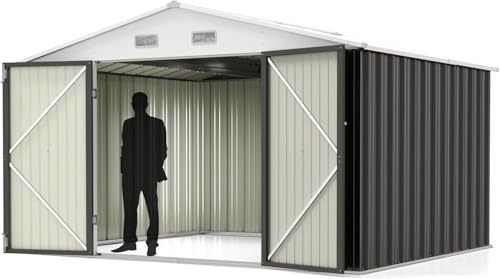 10x8FT Outdoor Storage Shed Utility Tool Shed Gray (10x8 / Gray)