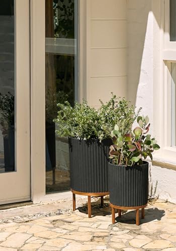 Demi Series Raised Duo Planters (Black/Brown / Bundle - 2 Pack)